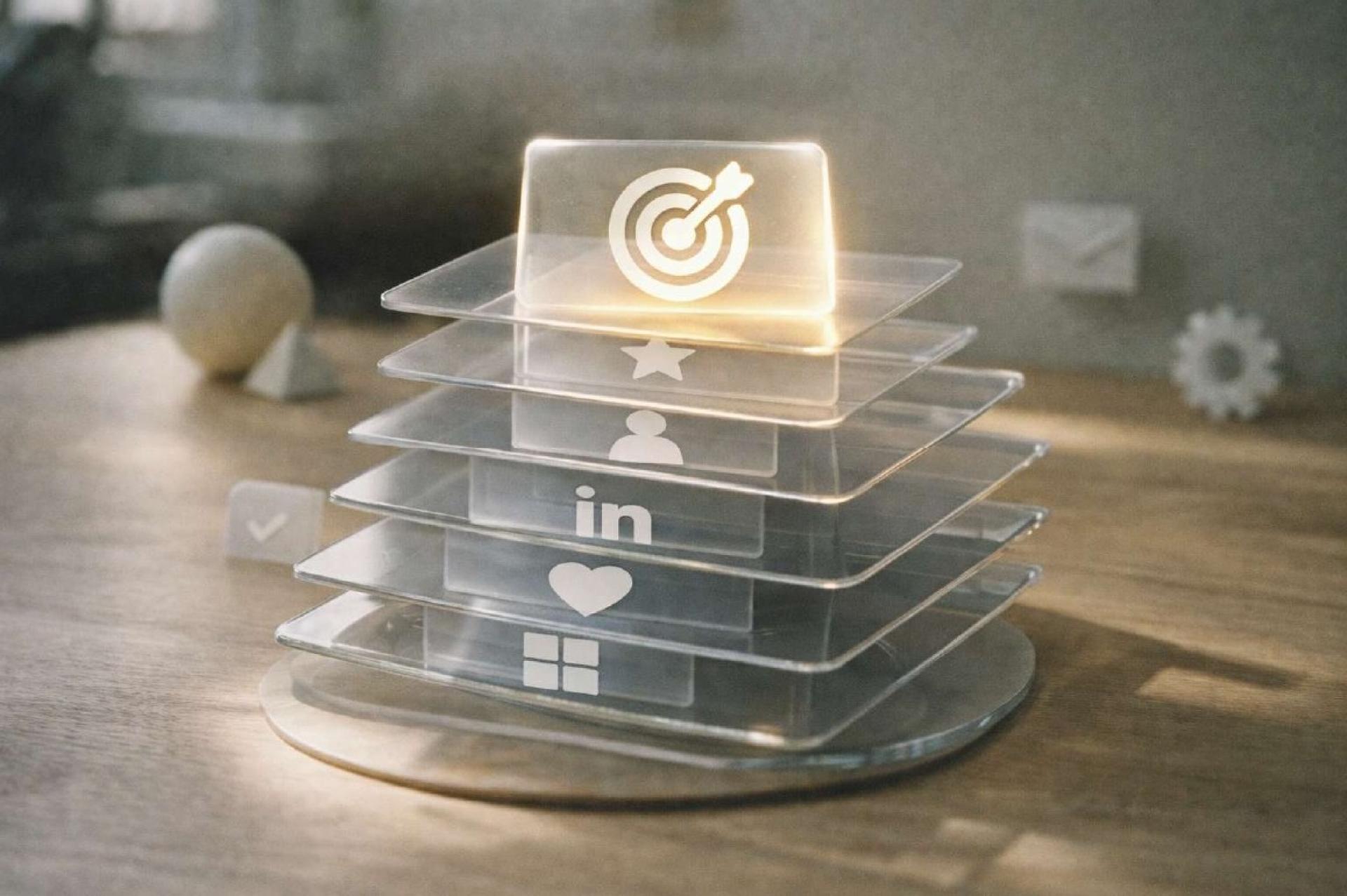 Hierarchy of Microsoft Ads targeting showing LinkedIn audience signals and exact match keyword priority.